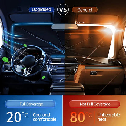 ☀️Car Sunshade – Effective Heat Insulation, UV Block & Easy Foldable Auto Windshield Protector
