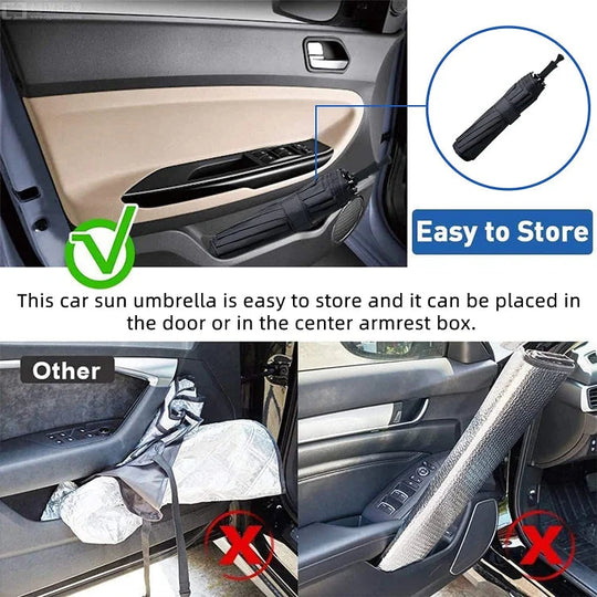 ☀️Car Sunshade – Effective Heat Insulation, UV Block &amp; Easy Foldable Auto Windshield Protector