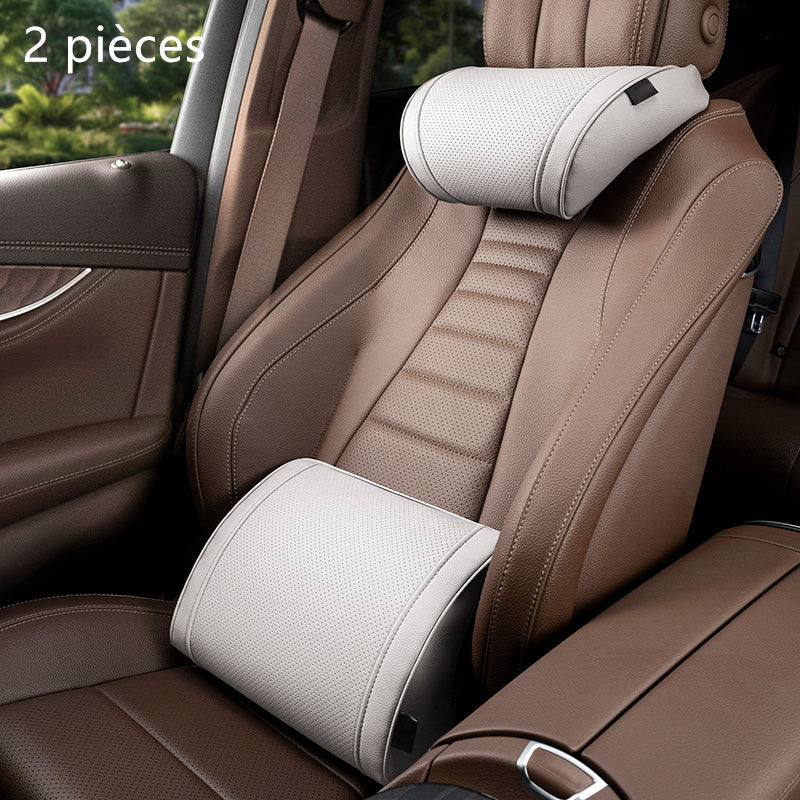 Ergonomic Headrest and Lumbar Support Set for Car Seats