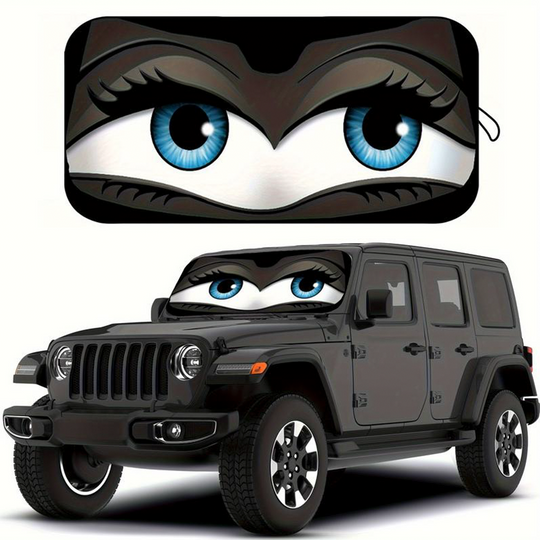 ⏳LIMITED OFFER 40%OFF🌞Fun Eye Car Sunshade 👀☀️ – UV Block, Aluminium Film, Foldable, 130×70cm