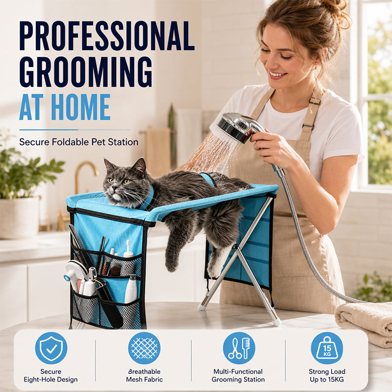 🐕🛏️ 2-in-1 Foldable Pet Grooming Bed! Grooming Table + Cosy Bed in One – Portable, Easy to Clean &amp; Perfect for Home &amp; Travel 🔥💪✨