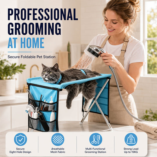 🐕🛏️ 2-in-1 Foldable Pet Grooming Bed! Grooming Table + Cosy Bed in One – Portable, Easy to Clean &amp; Perfect for Home &amp; Travel 🔥💪✨