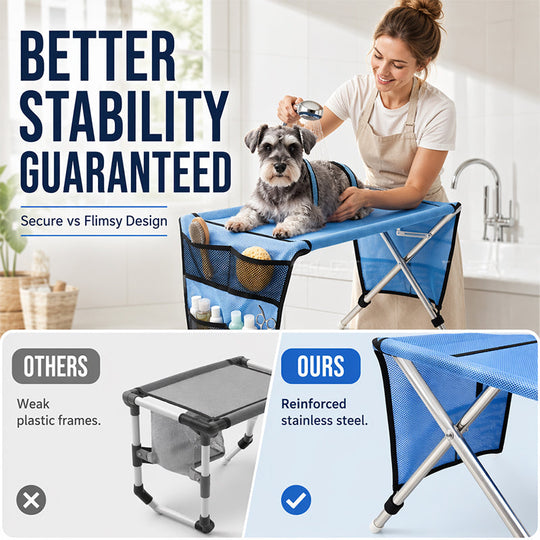 🐕🛏️ 2-in-1 Foldable Pet Grooming Bed! Grooming Table + Cosy Bed in One – Portable, Easy to Clean &amp; Perfect for Home &amp; Travel 🔥💪✨