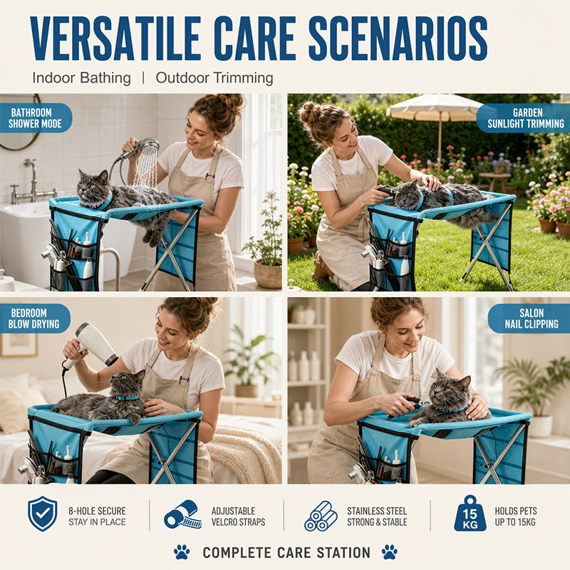 🐕🛏️ 2-in-1 Foldable Pet Grooming Bed! Grooming Table + Cosy Bed in One – Portable, Easy to Clean &amp; Perfect for Home &amp; Travel 🔥💪✨
