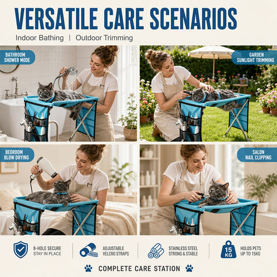 🐕🛏️ 2-in-1 Foldable Pet Grooming Bed! Grooming Table + Cosy Bed in One – Portable, Easy to Clean &amp; Perfect for Home &amp; Travel 🔥💪✨