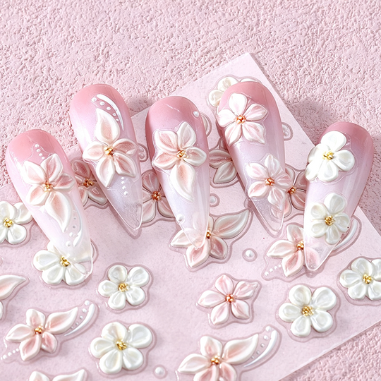 💅 5D Floral Nail Stickers – Raised Lily &amp; Daisy Details, Spring Palette &amp; Easy Peel-and-Apply