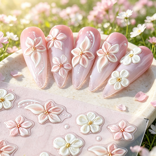 💅 5D Floral Nail Stickers – Raised Lily &amp; Daisy Details, Spring Palette &amp; Easy Peel-and-Apply