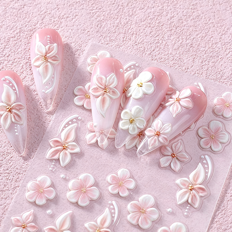 💅 5D Floral Nail Stickers – Raised Lily &amp; Daisy Details, Spring Palette &amp; Easy Peel-and-Apply