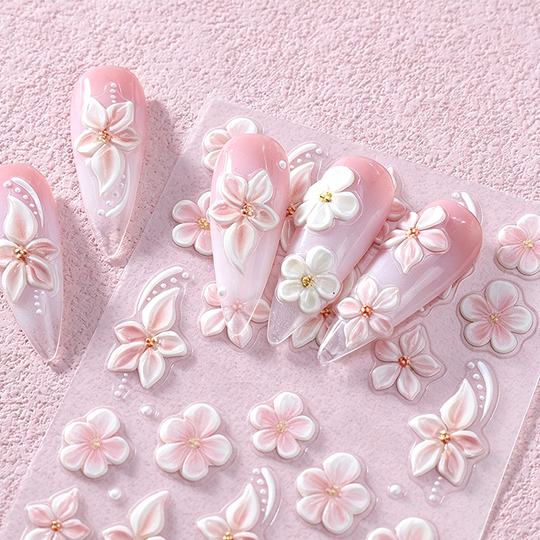 💅 5D Floral Nail Stickers – Raised Lily &amp; Daisy Details, Spring Palette &amp; Easy Peel-and-Apply