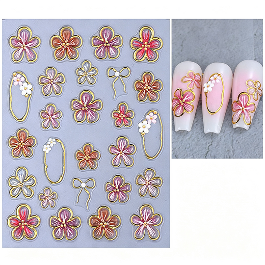 💅 5D Floral Nail Stickers – Raised Lily &amp; Daisy Details, Spring Palette &amp; Easy Peel-and-Apply