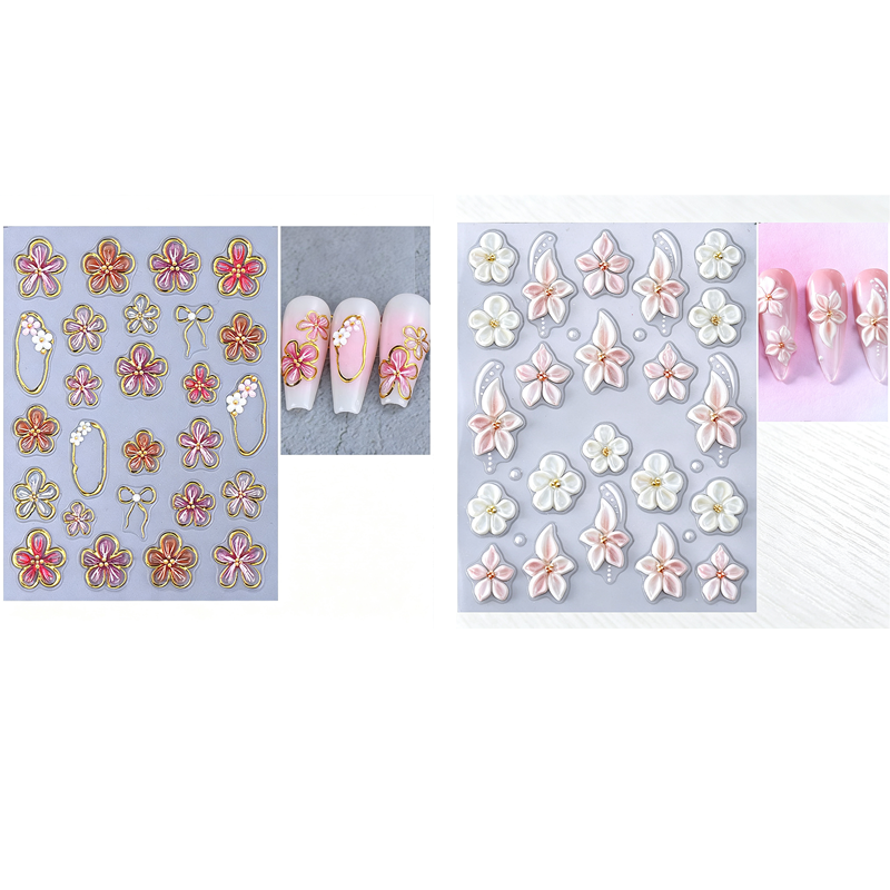 💅 5D Floral Nail Stickers – Raised Lily &amp; Daisy Details, Spring Palette &amp; Easy Peel-and-Apply