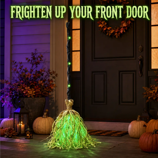 ⏳Limited-time 40% off⏰Animated Witch Broom Halloween Decoration with Lights and Sound🧙