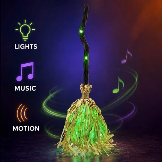 ⏳Limited-time 40% off⏰Animated Witch Broom Halloween Decoration with Lights and Sound🧙