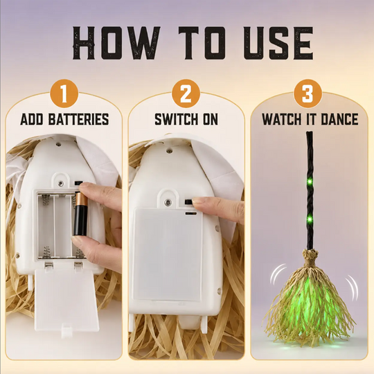 ⏳Limited-time 40% off⏰Animated Witch Broom Halloween Decoration with Lights and Sound🧙