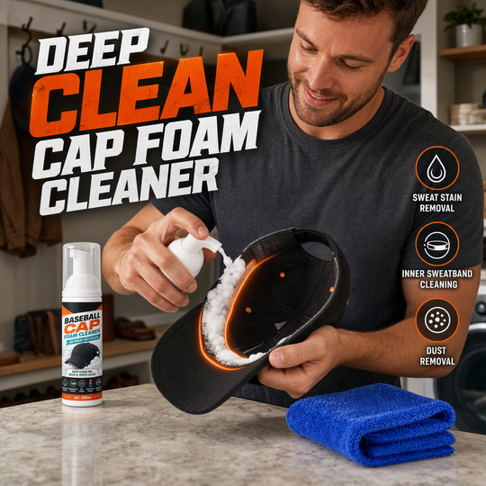 🧢50% OFF NOW! No‑Rinse Baseball Cap Foam Cleaner, Deep Clean Hat Foam Cleaning Spray, Sweat Stain &amp; Dust Remover for Baseball Hats, Quick Dry Cap Care Solution
