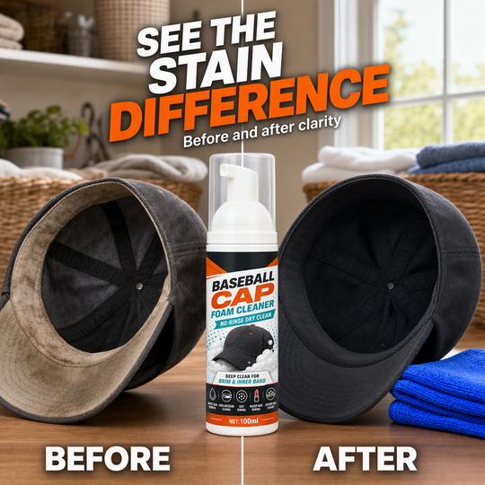 🧢50% OFF NOW! No‑Rinse Baseball Cap Foam Cleaner, Deep Clean Hat Foam Cleaning Spray, Sweat Stain &amp; Dust Remover for Baseball Hats, Quick Dry Cap Care Solution