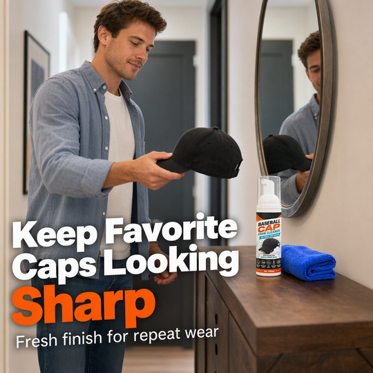 🧢50% OFF NOW! No‑Rinse Baseball Cap Foam Cleaner, Deep Clean Hat Foam Cleaning Spray, Sweat Stain &amp; Dust Remover for Baseball Hats, Quick Dry Cap Care Solution