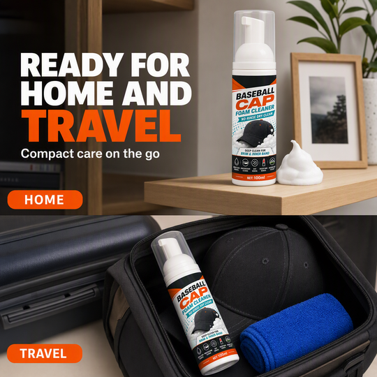 🧢50% OFF NOW! No‑Rinse Baseball Cap Foam Cleaner, Deep Clean Hat Foam Cleaning Spray, Sweat Stain &amp; Dust Remover for Baseball Hats, Quick Dry Cap Care Solution