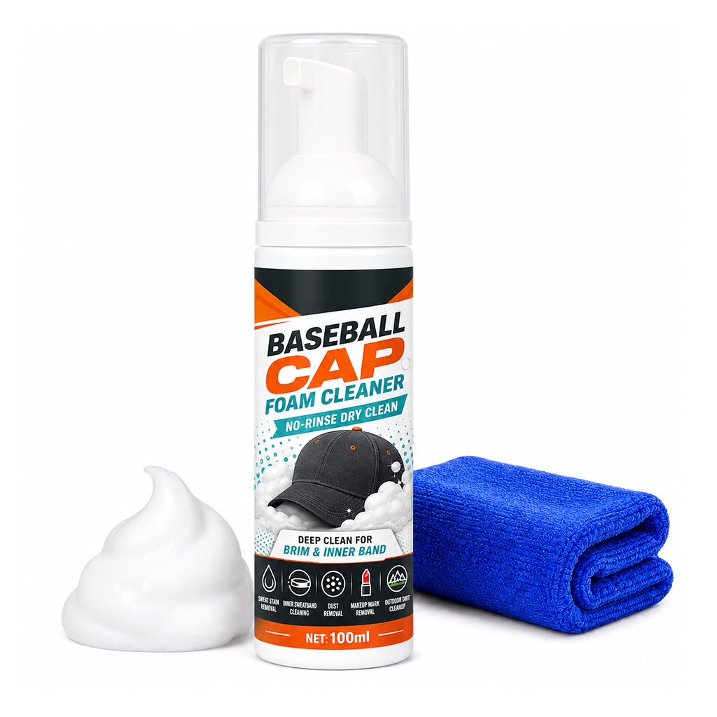 🧢50% OFF NOW! No‑Rinse Baseball Cap Foam Cleaner, Deep Clean Hat Foam Cleaning Spray, Sweat Stain &amp; Dust Remover for Baseball Hats, Quick Dry Cap Care Solution